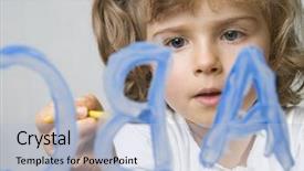  Presentation with alphabet - Cool new PPT layouts with c language - little girl painting alphabet backdrop and a light blue colored foreground