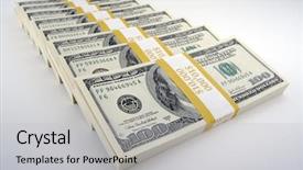  Presentation with bills - Presentation theme featuring c note - stacks of hundred dollar bills background and a  colored foreground