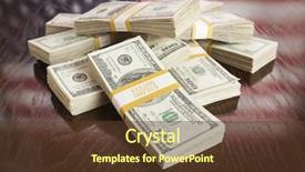  Presentation with broken wall american flag - Presentation design consisting of c note - thousands of dollars pile background and a  colored foreground