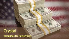  Presentation with broken wall american flag - Beautiful PPT theme featuring c note - thousands of dollars stacked backdrop and a tawny brown colored foreground