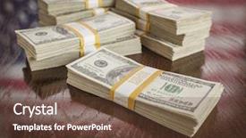  Presentation with american flag - Cool new PPT theme with c note - thousands of dollars stacked backdrop and a tawny brown colored foreground