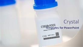  Presentation with plastic packaging - Theme featuring c5h3brn2o2-2-bromo-5-nitropyridine background and a sky blue colored foreground