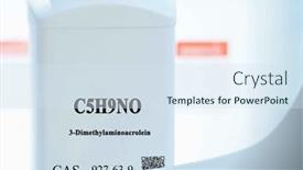  Presentation with laboratory chemical white - Presentation theme featuring c5h9no-3-dimethylaminoacrolein-cas-927 background and a sky blue colored foreground