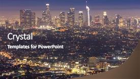  Presentation with downtown los angeles - Slide deck having ca - los angeles downtown sunset aerial background and a dark gray colored foreground