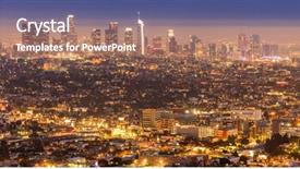  Presentation with downtown los angeles - Audience pleasing theme consisting of ca - los angeles downtown sunset aerial backdrop and a coral colored foreground