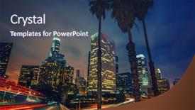  Presentation with los angeles - Beautiful PPT theme featuring ca - night traffic in los angeles backdrop and a ocean colored foreground