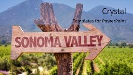  Presentation with winery - Audience pleasing slide deck consisting of ca - sonoma valley wooden sign backdrop and a light blue colored foreground