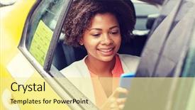  Presentation with business travel - Audience pleasing presentation theme consisting of cab - business trip transportation travel gesture backdrop and a blonde colored foreground