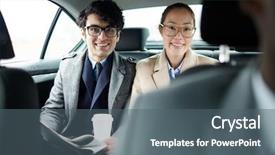  Presentation with successful - Colorful presentation design enhanced with cab - portrait of two successful business backdrop and a gray colored foreground