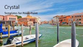  Presentation with canals - PPT theme consisting of cabai - old houses and boats background and a  colored foreground