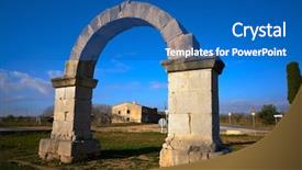  Presentation with roman - Cool new PPT theme with cabanes roman arch at via backdrop and a teal colored foreground