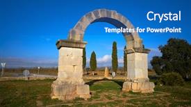  Presentation with history civil engineering roman aqueduct - Presentation design with cabanes roman arch at via background and a teal colored foreground