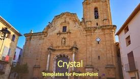  Presentation with church leadership - Beautiful presentation theme featuring cabanes village church of castellon backdrop and a tawny brown colored foreground