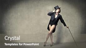  Presentation with cabaret - Presentation theme consisting of cabaret night - beautiful woman dressed in tails background and a gray colored foreground