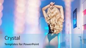  Presentation with sexy - PPT layouts having cabaret night - lingerie fashion photo background and a light blue colored foreground