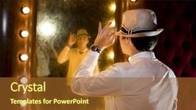  Presentation with cabaret - Slides with cabaret night - retro young man looks background and a tawny brown colored foreground