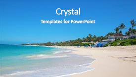  Presentation with nassau bahamas - PPT theme featuring cabbage beach on paradise island background and a teal colored foreground