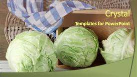  Presentation with cabbage - Cool new presentation theme with cabbage on table on wooden backdrop and a tawny brown colored foreground