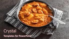  Presentation with healthy soup - Slide deck having cabbage-soup-in-the-plate background and a wine colored foreground