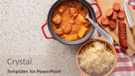  Presentation with healthy soup - Presentation theme consisting of cabbage-soup-in-the-pot background and a mint green colored foreground