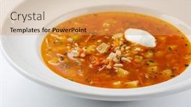  Presentation with cabbage - Presentation design having cabbage-soup-on-the-white background and a yellow colored foreground