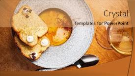  Presentation with cabbage - PPT layouts consisting of cabbage-soup-on-the-wooden background and a yellow colored foreground