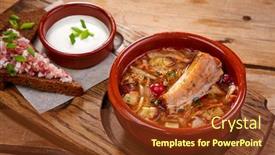  Presentation with ribs - PPT theme with cabbage soup with ribs background and a tawny brown colored foreground