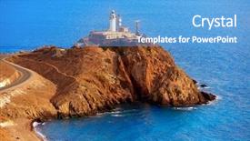  Presentation with lighthouse beacon - Amazing presentation design having cabe - almeria cabo de gata lighthouse backdrop and a teal colored foreground
