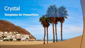  Presentation with village - Colorful presentation theme enhanced with cabe - almeria cabo de gata san backdrop and a teal colored foreground
