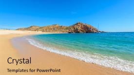  Presentation with mexico - Beautiful PPT layouts featuring cabe - santa maria beach cabo san backdrop and a coral colored foreground