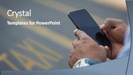  Presentation with black hand - Slide set consisting of cabg - closeup of businessman using smartphone background and a gray colored foreground