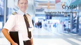  Presentation with airline - Slide set enhanced with cabin crew - airline captain pilot wearing uniform background and a light blue colored foreground