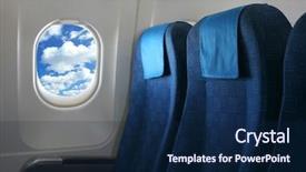  Presentation with aircraft cabin - Beautiful slides featuring cabin crew - airplane seat and window inside backdrop and a navy blue colored foreground