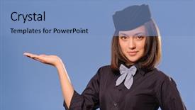  Presentation with flight attendant - Amazing slide deck having cabin crew - beautiful young flight attendant welcome backdrop and a light blue colored foreground