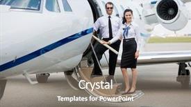  Presentation with private jet - Presentation theme with cabin crew - full length portrait of confident background and a gray colored foreground