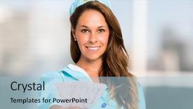  Presentation with cabin crew - Audience pleasing presentation consisting of cabin crew - portrait of a smiling stewardess backdrop and a light blue colored foreground