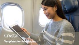  Presentation with tablets wood table tablet white - Theme consisting of cabin crew - woman use of tablet pc background and a gray colored foreground