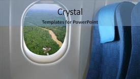  Presentation with aircraft cabin - Slide set consisting of cabin crew aeroplane - airplane seat and window inside background and a  colored foreground