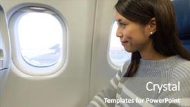  Presentation with aircraft - Slide deck consisting of cabin crew aeroplane - woman looking out of window background and a gray colored foreground