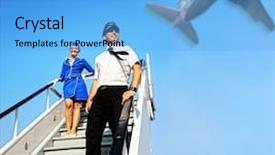 Presentation with cabin - PPT theme with cabin crew couple background and a light blue colored foreground