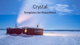  Presentation with log cabin winter - Amazing slide set having cabin hut over frozen lake backdrop and a  colored foreground