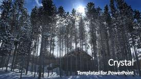  Presentation with cabin forest - Beautiful presentation theme featuring cabin in the forest woods backdrop and a ocean colored foreground