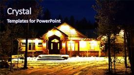  Presentation with glowing lights - Beautiful slide deck featuring cabin in the woods wilderness backdrop and a navy blue colored foreground