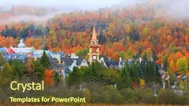  Presentation with cabin - Cool new slide deck with cabin lake - mont tremblant village in autumn backdrop and a tawny brown colored foreground