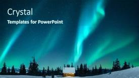  Presentation with aurora borealis northern lights - Slide set consisting of cabin-nestled-amidst-snow-covered and a ocean colored foreground