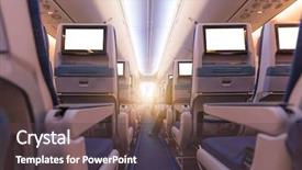  Presentation with aircraft cabin - Audience pleasing theme consisting of cabin of commercial aircraft backdrop and a tawny brown colored foreground