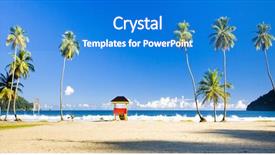  Presentation with cabin - Colorful PPT layouts enhanced with cabin on the beach maracas backdrop and a teal colored foreground