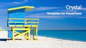  Presentation with miami beach - Audience pleasing presentation theme consisting of cabin on the beach miami backdrop and a teal colored foreground