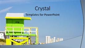  Presentation with miami beach - Presentation theme having cabin on the beach miami background and a light blue colored foreground