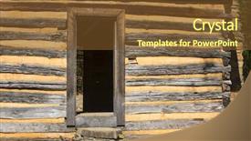  Presentation with wood log - Slide deck featuring cabin wood building structure homestead background and a tawny brown colored foreground